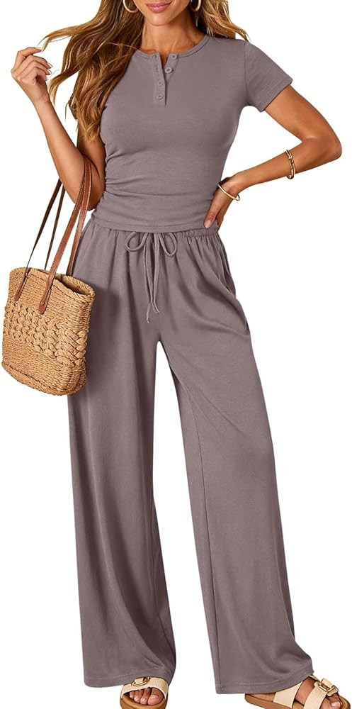 Trendy Queen Womens 2 Piece Sets Lounge Matching Set Cruise Casual Vacation Outfits Summer Wide L... | Amazon (US)