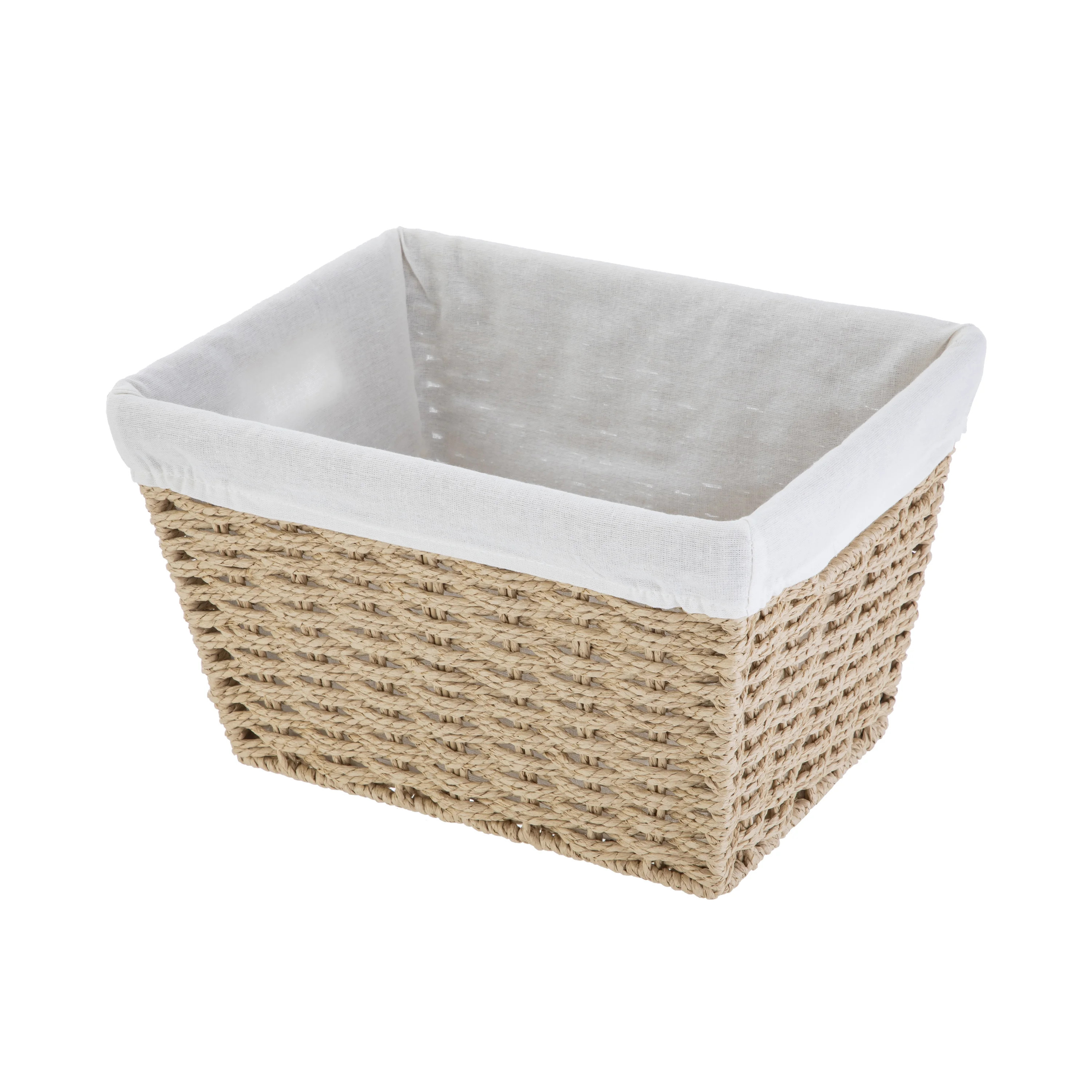 Mainstays Large Tan Woven Paper Rope Decorative Storage Basket with Removable Liner, 16 in x 9.7 ... | Walmart (US)