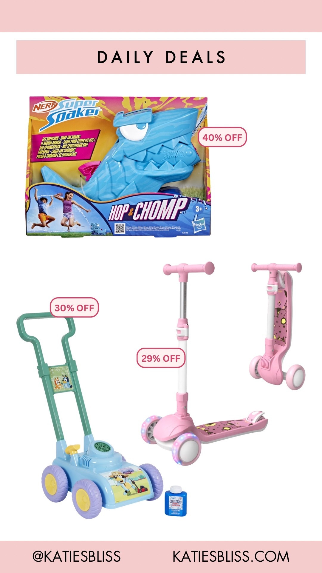 Daily deals ✨

Walmart. Deal. Sale. Markdown. Rollback. Toy. Kids. Outdoor. Scooter. Bubble lawnmower. Nerf.

#LTKSaleAlert #LTKKids #LTKHome