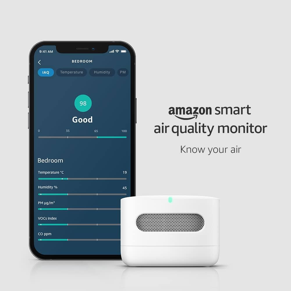 Amazon Smart Air Quality Monitor (Newest gen) | Know your air, Works with Alexa | Amazon (UK)