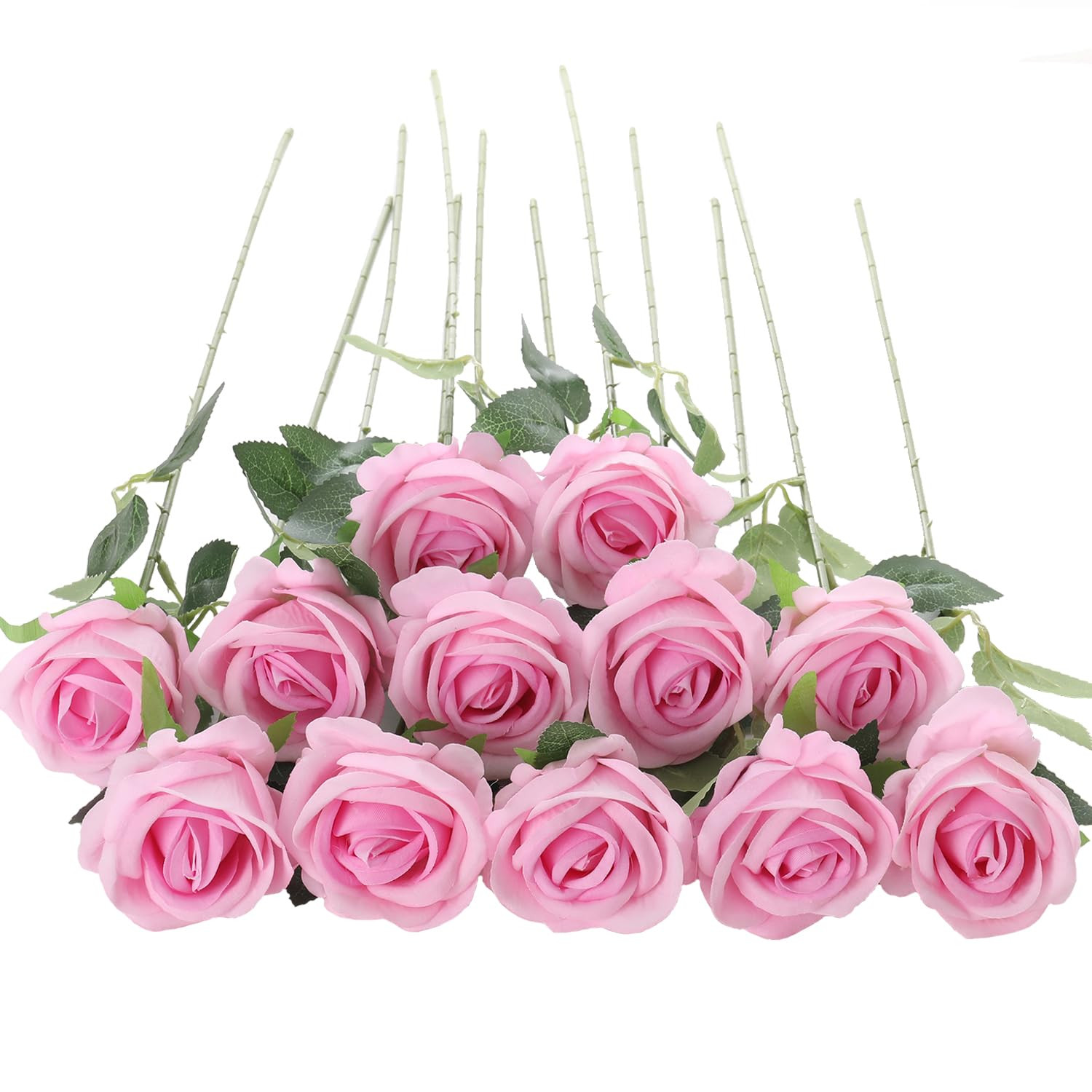 12Pcs Pink Roses Artificial Flowers Fake Roses Faux Velvet Silk Flower for Home Wedding Decoratio... | Amazon (US)