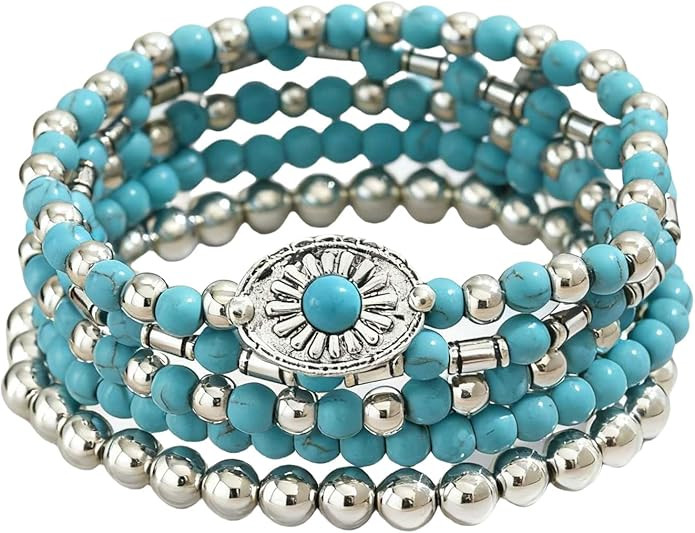 LOTSOF Western Turquoise Beaded Bracelet, Chic Stack Beaded Western Style for Country Concerts, C... | Amazon (US)