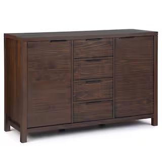 Simpli Home Hollander Solid Wood 54 in. Wide Contemporary Sideboard Buffet in Warm Walnut Brown A... | The Home Depot