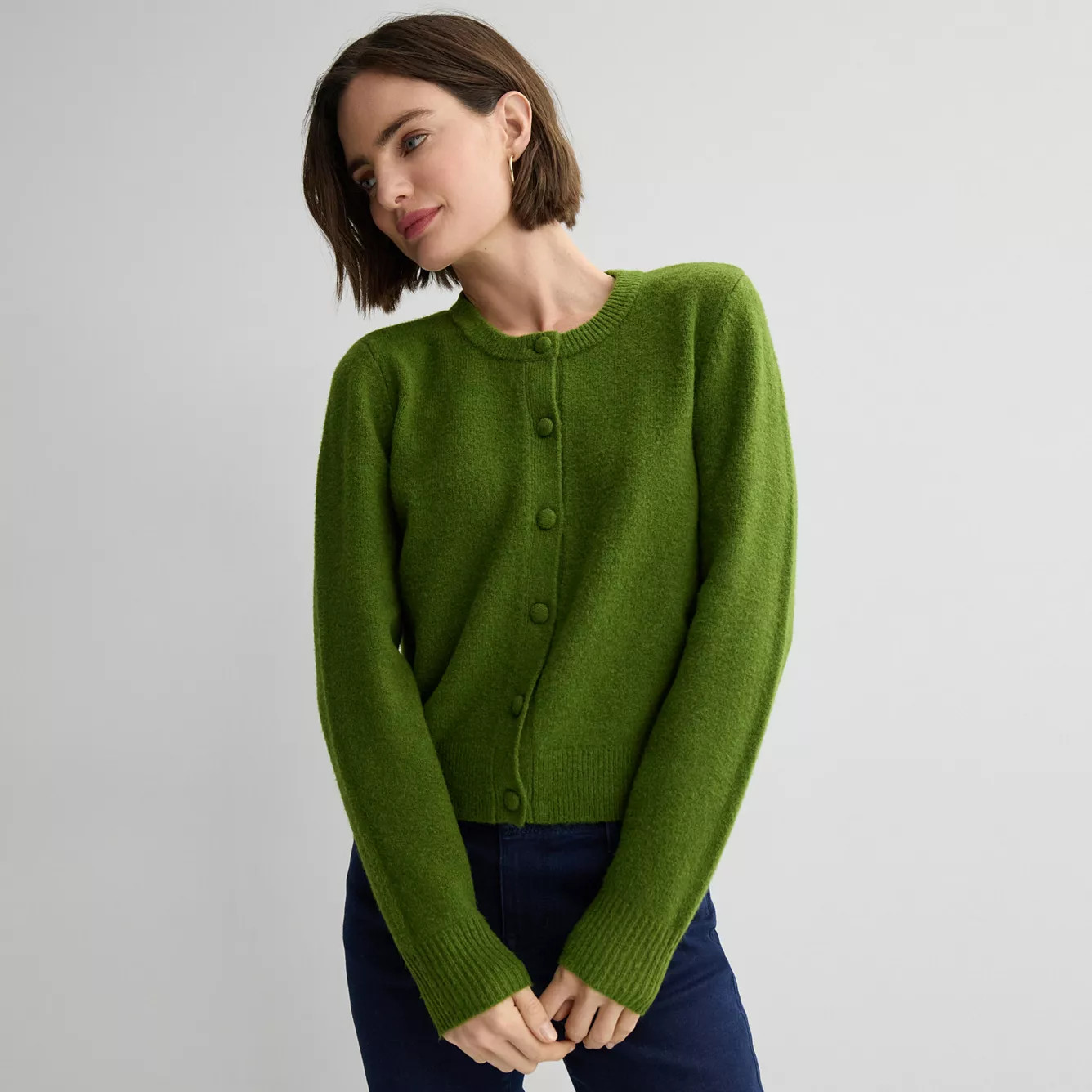 Women's Nine West Button Front Crewneck Sweater | Kohl's