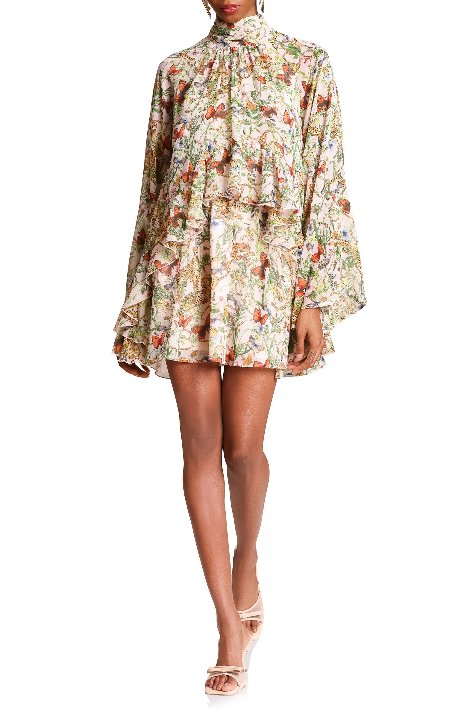 Mixed Print Long Sleeve Minidress | Nordstrom