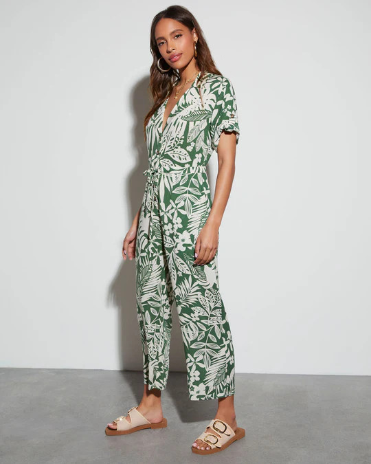 Palm Breeze Tropical Print Jumpsuit | VICI