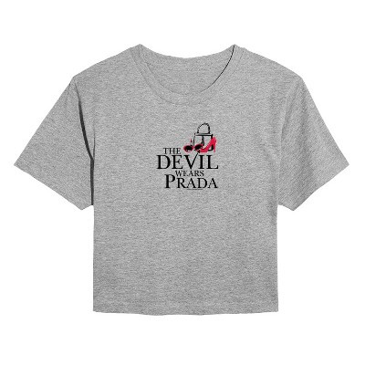 Women's The Devil Wears Prada Logo Icons Cropped Graphic T-Shirt - Heather Grey - Small | Target