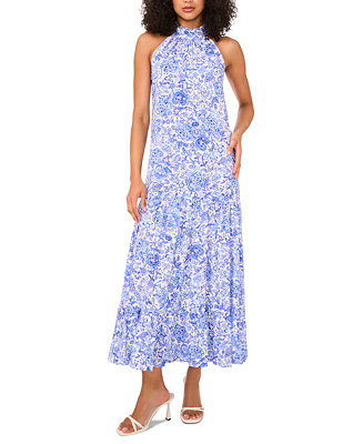 MSK Women's Printed Halter Sleeveless Maxi Dress - Macy's | Macy's