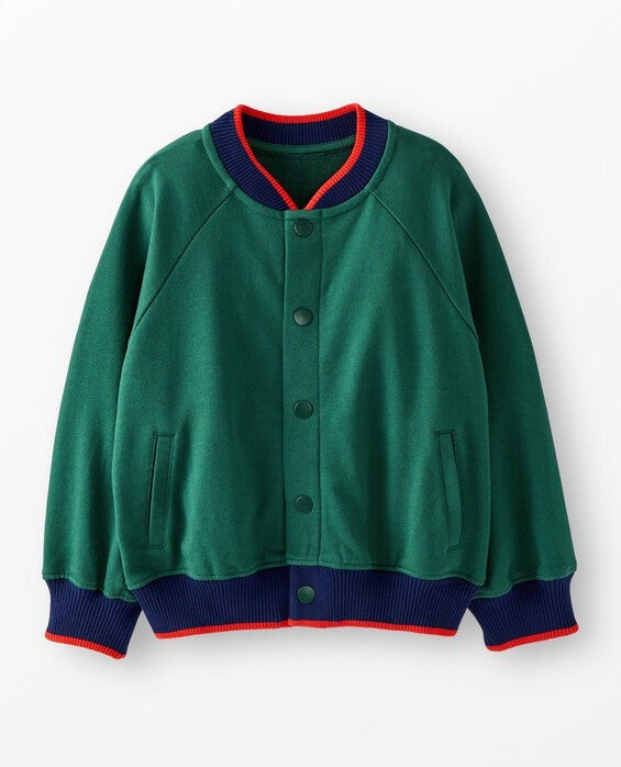 Boys' Malachite Multi French Terry Bomber Jacket in Mediumweight 100% Combed Cotton - Size Toddler 3 by Hanna Andersson | Hanna Andersson