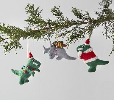 Dino Felted Wool Ornaments, Set of 3 | Pottery Barn Kids | Pottery Barn Kids
