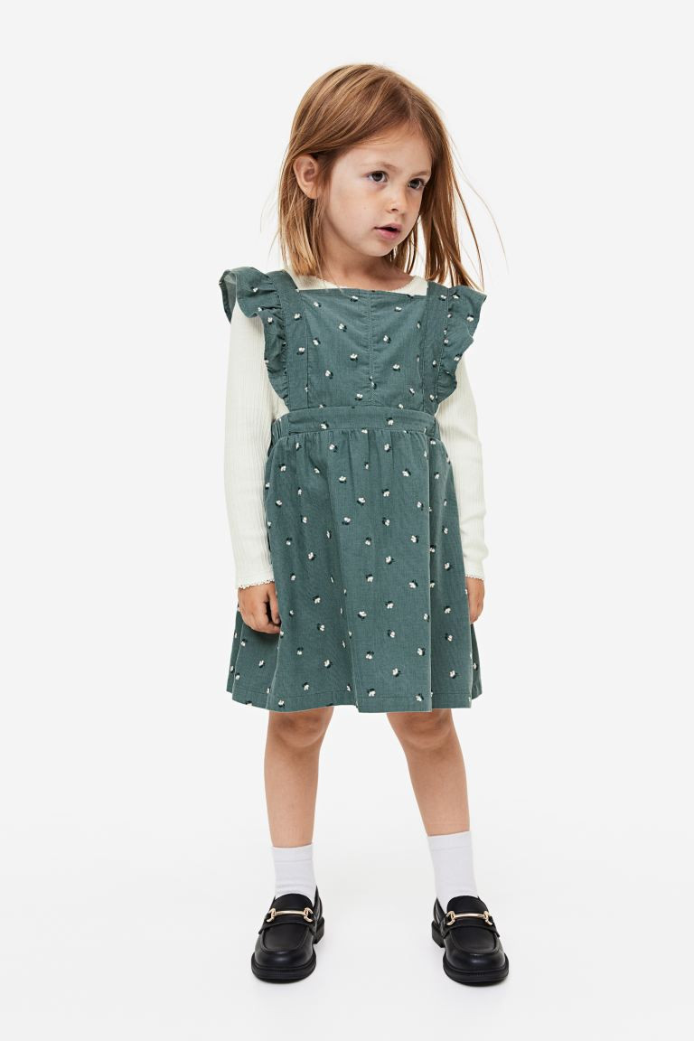 2-piece Cotton Top and Dress Set - Dark green/floral - Kids | H&M US | H&M (US + CA)
