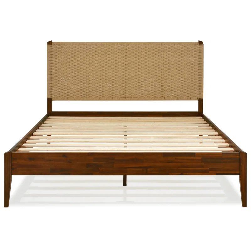 Selina Solid Wood Platform Bed with Headboard, Bohemian and Mid-Century Bed Frame | Wayfair North America