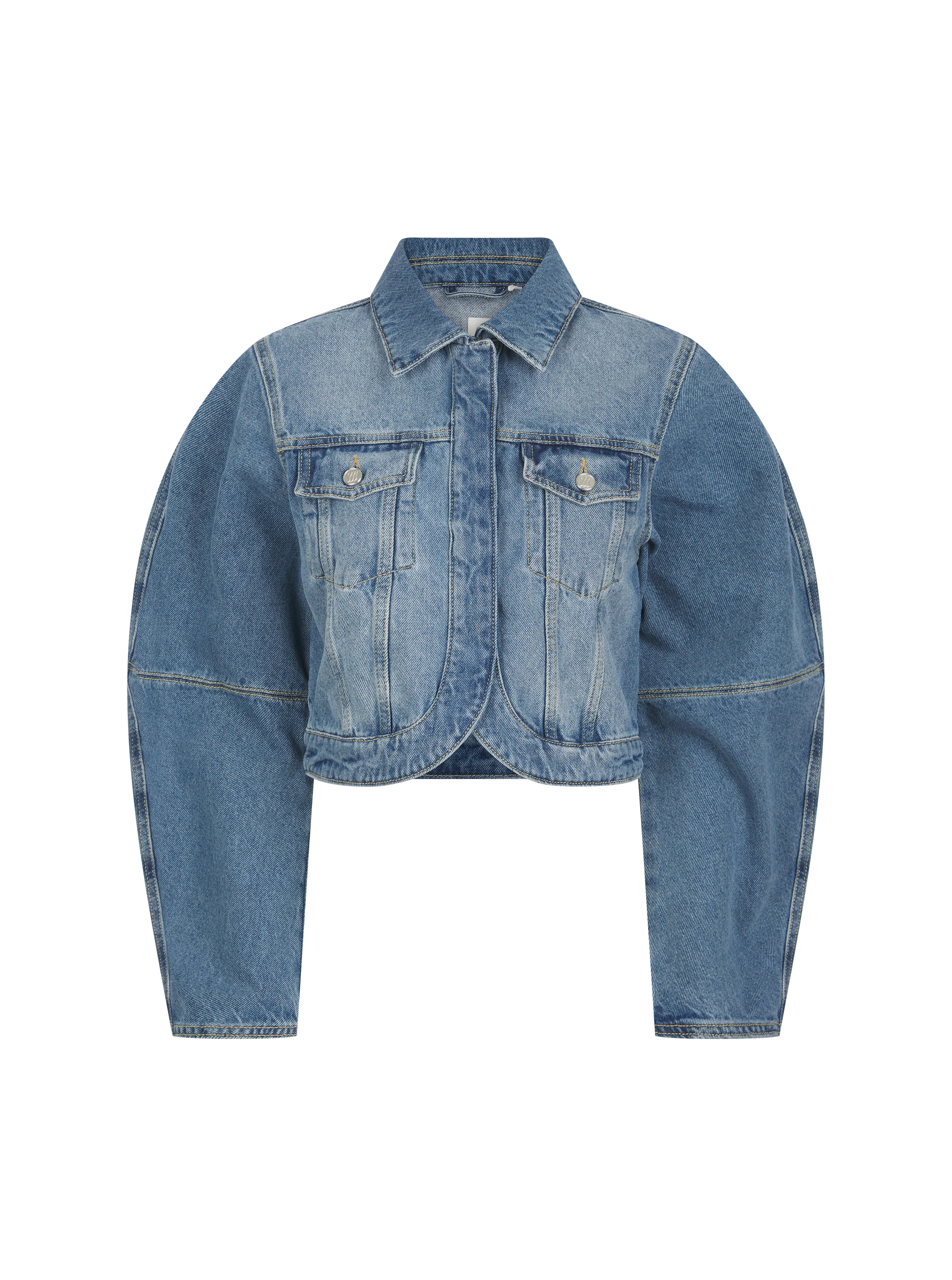 Barrel Sleeve Denim Jacket - Mid Blue | Maebe