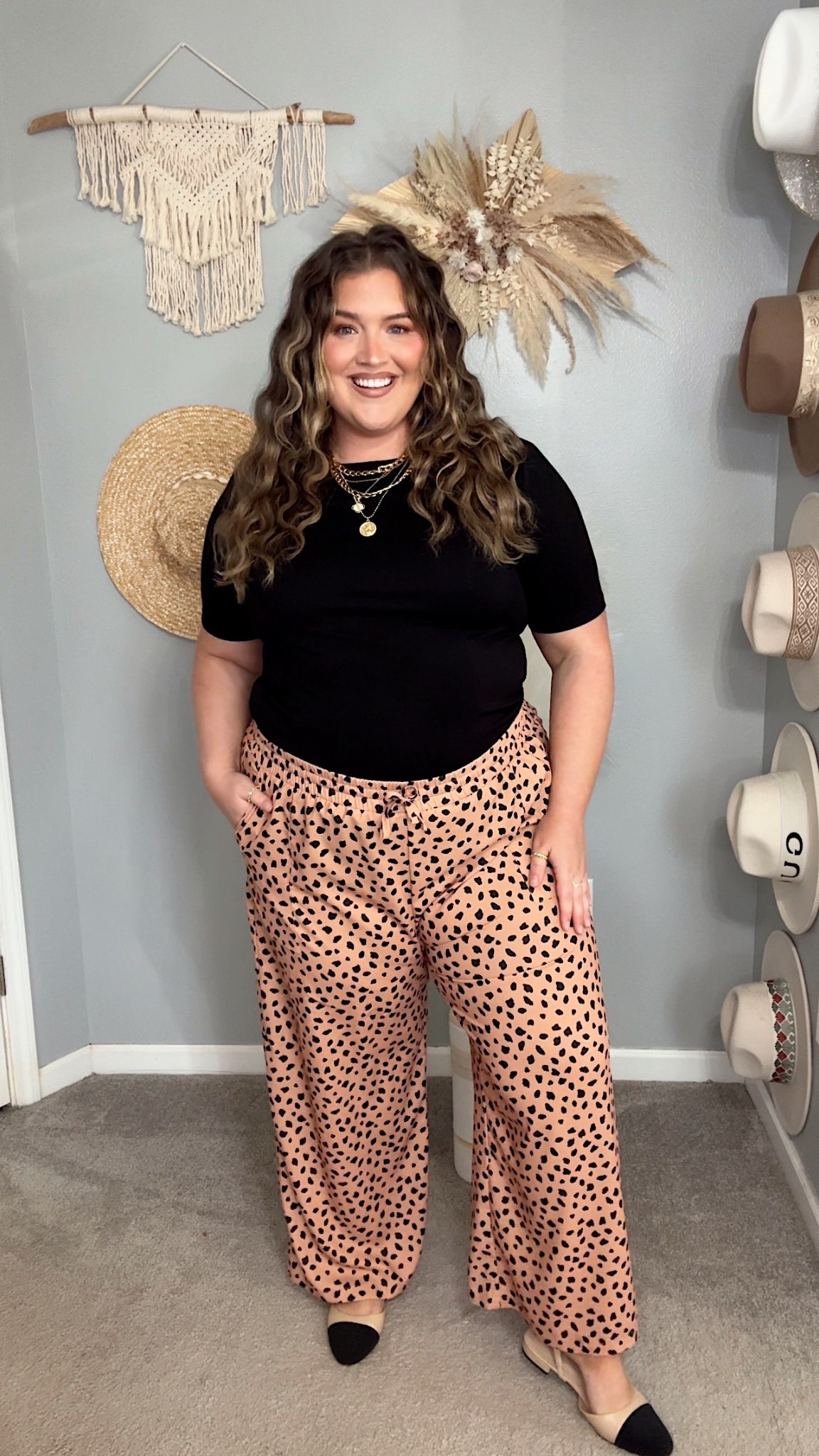 Plus size Amazon office outfit 🤎🍂🐆 Comfortable black top with leopard print paperbag pants + slingback flats 
Size XXL

#LTKPlusSize #LTKSeasonal #LTKStyleTip
