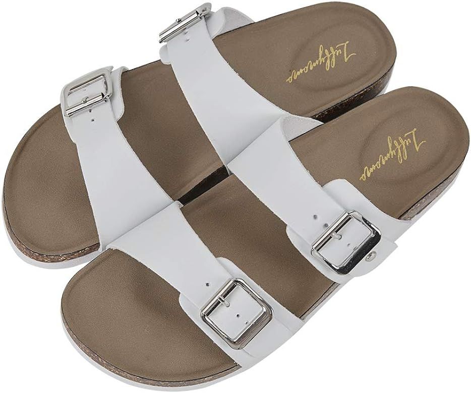 Womens Slide Sole Sandals Cork Footbed Adjustable Stap Buckle Sandals | Amazon (US)