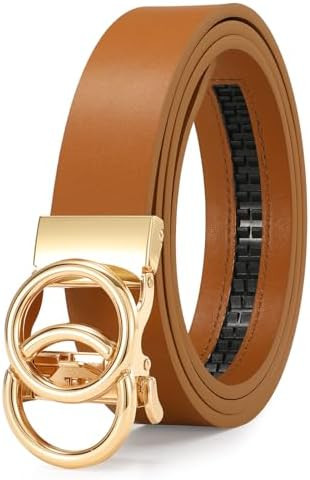 SUOSDEY Womens Ratchet Leather Belt for Jeans Dress Pants Ladies Adjustable No Holes Belt with Au... | Amazon (US)