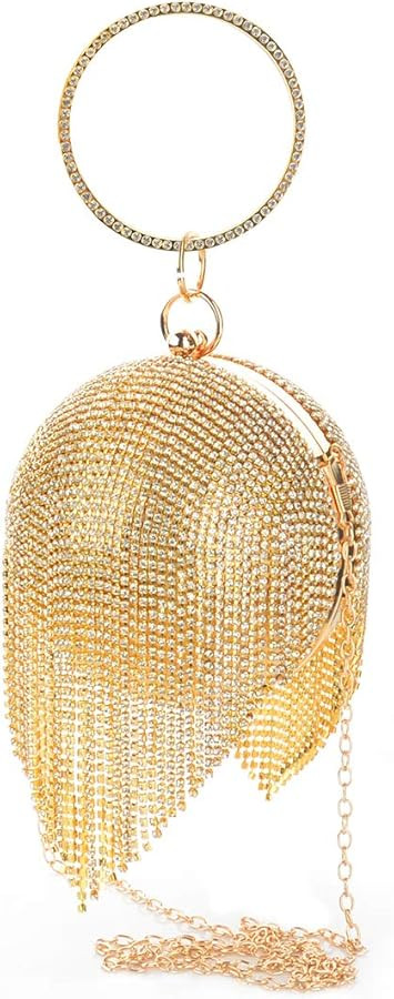 Linkidea Clutch Purses for Women Evening Party Round Ball Crystal Tassel Lady Party Wedding Shoul... | Amazon (US)