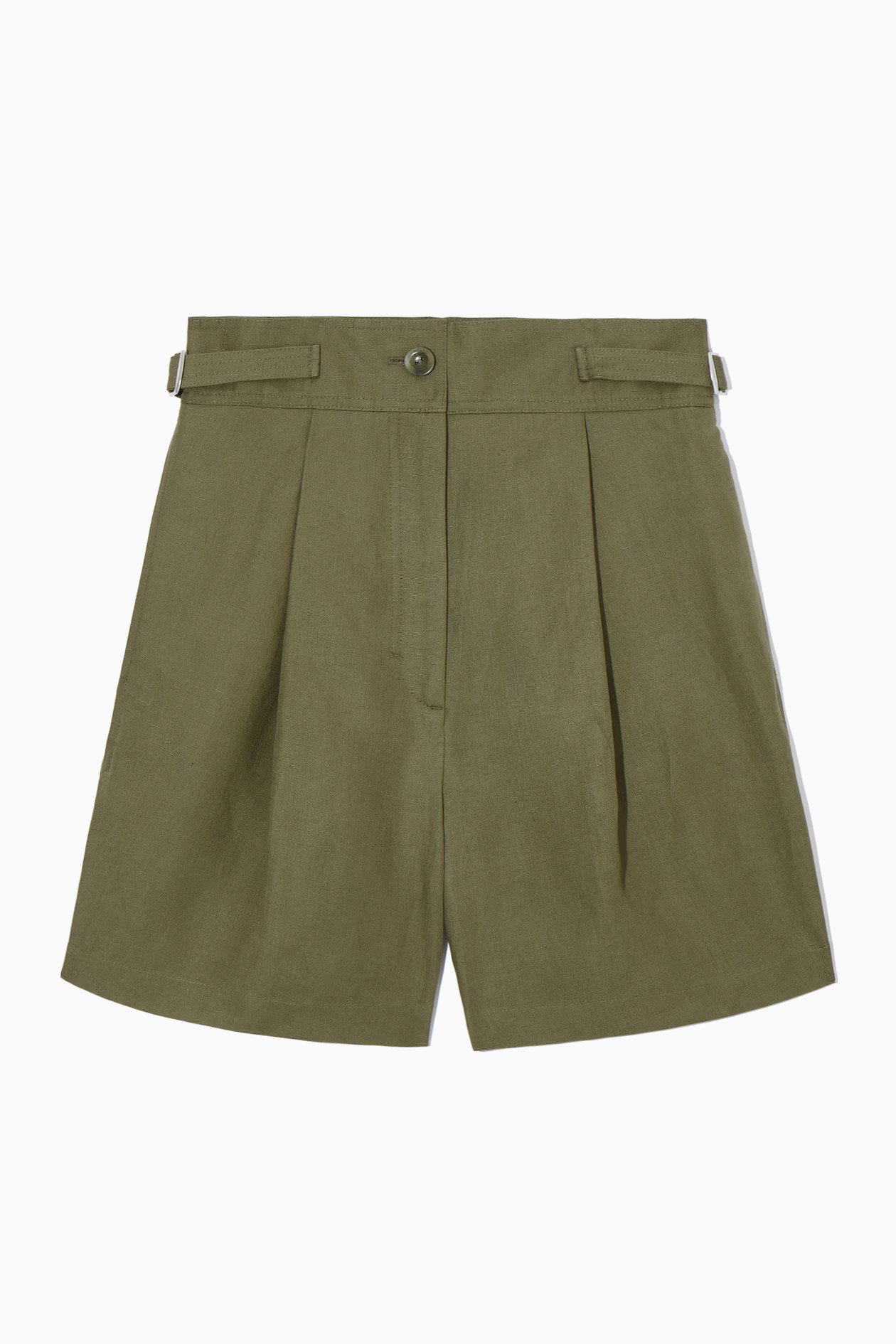 PLEATED LINEN-BLEND UTILITY SHORTS - KHAKI | COS UK