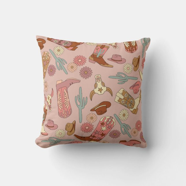 Cowgirl Western Boho Cowboy Boots Throw Pillow | Zazzle