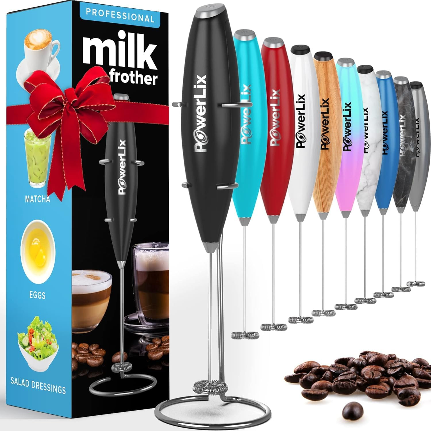 PowerLix Powerful Handheld Milk Frother With Stand Battery Operated Foam Maker Frother Wand For C... | Amazon (US)