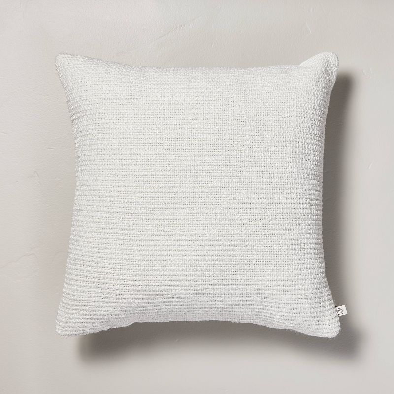 18"x18" Subtle Stripe Indoor/Outdoor Square Throw Pillow Cream - Hearth & Hand™ with Magnolia | Target