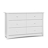 Storkcraft Crescent 6 Drawer Double Dresser (White) – Dresser for Kids Bedroom, Nursery Dresser... | Amazon (US)