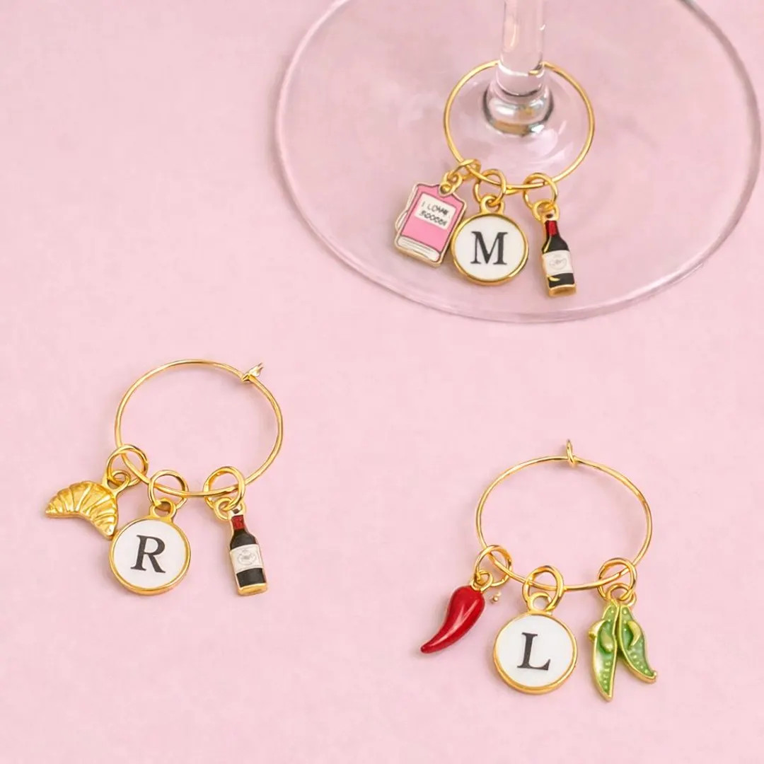 Custom Gold Wine Glass Charms, Bridal Shower Favors, Bridal Shower Gifts, Girls Trip Gifts, Bache... | Etsy (US)
