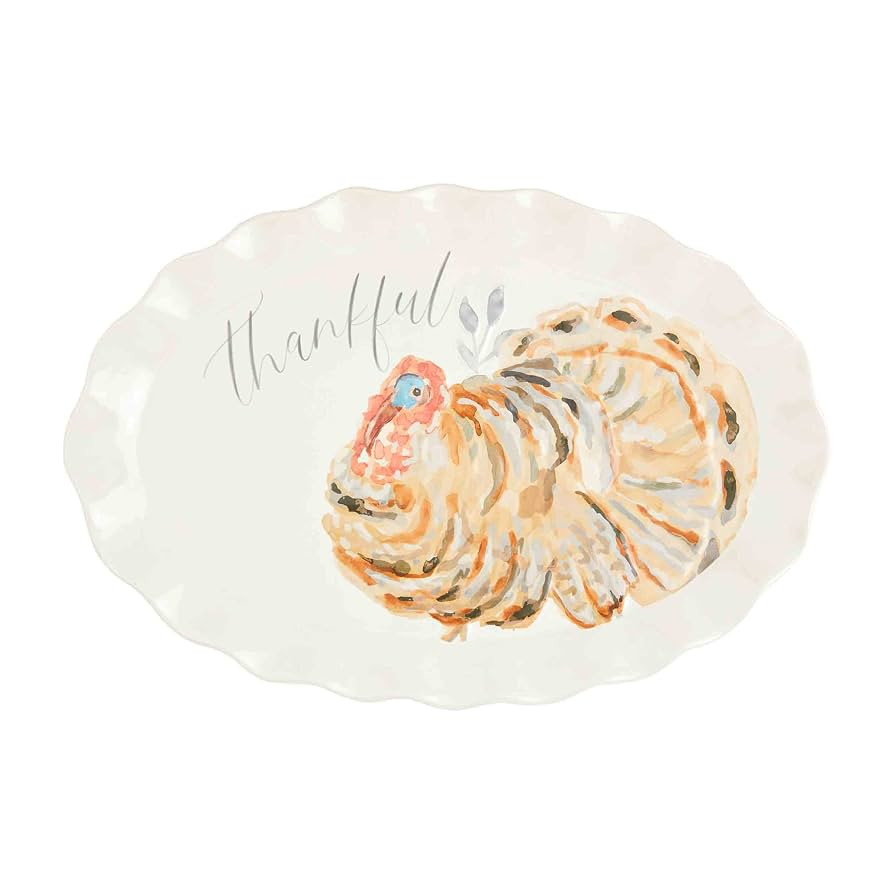 Mud Pie Gather Turkey Platter, 14 1/2" x 20", Cream | Amazon (US)