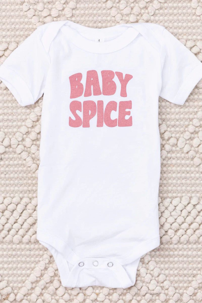 Baby Spice Mauve Graphic White Onesie | Pink Lily