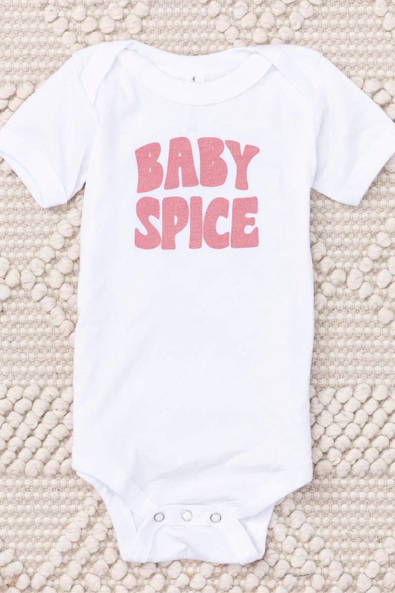 Baby Spice Mauve Graphic White Onesie | The Pink Lily Boutique