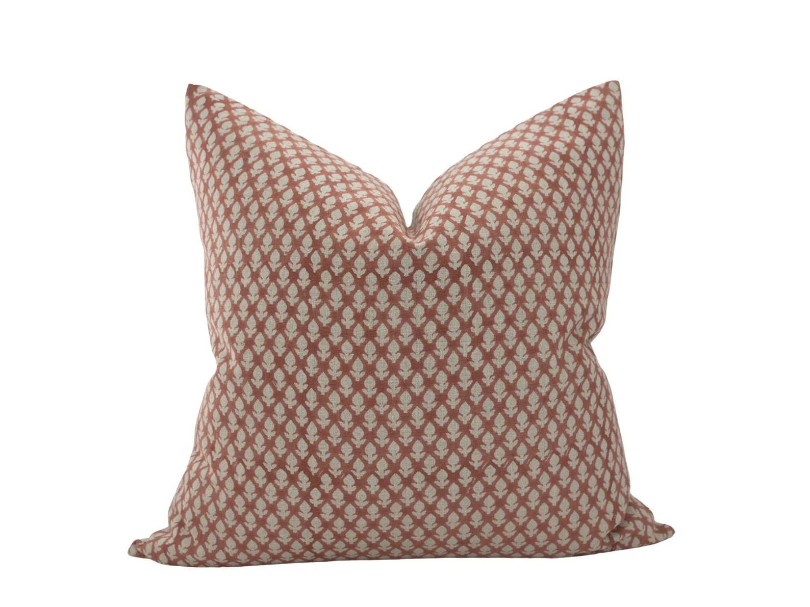 GABLE Set of 2 Rust Floral Linen Pillow Cover Rusty Red Pillow Block Print Pillow Set Designer Fl... | Etsy (EU)