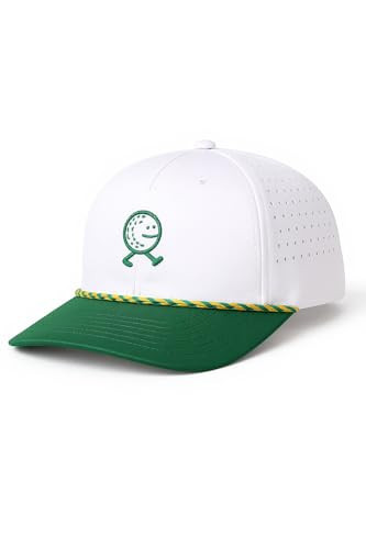 HahaHome Funny Golf Hat, Walking Golf Ball Rope Hat - Fun Golf Hat with White & Green Snapback Golf Cap - Embroidered Logo, Breathable Perforated Sides, Water Resistant Coating, Adjustable Fit | Amazon (US)