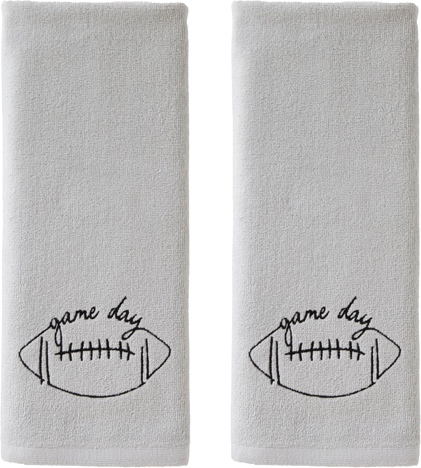 SKL Home Fall/Autumn/Football Game Day 100% Cotton Embroidered 2pc Hand Towel Set, Decorative for Bath/Kitchen/Bar & Gift, Gray | Amazon (US)
