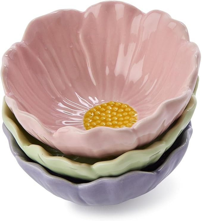 Two's Company Flower Tidbit Bowls, Set of 3, 4.5-Inch, Green, Blue, Pink | Amazon (US)