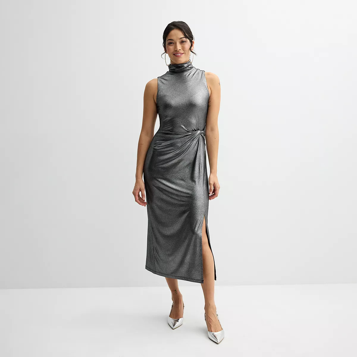 Women's Harper Rose Sleeveless Turtleneck Ruched Midi Dress | Kohl's