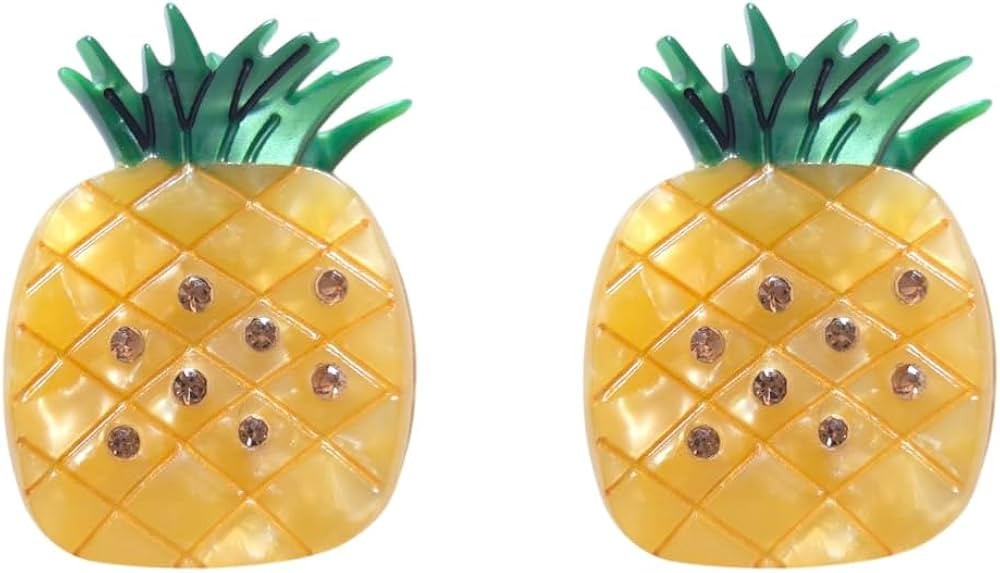 Cute Mini Pineapple Hair Clips,Funny Acetate Claw Clip for Women,Fashion Hair Clip,Pack of 2 | Amazon (US)