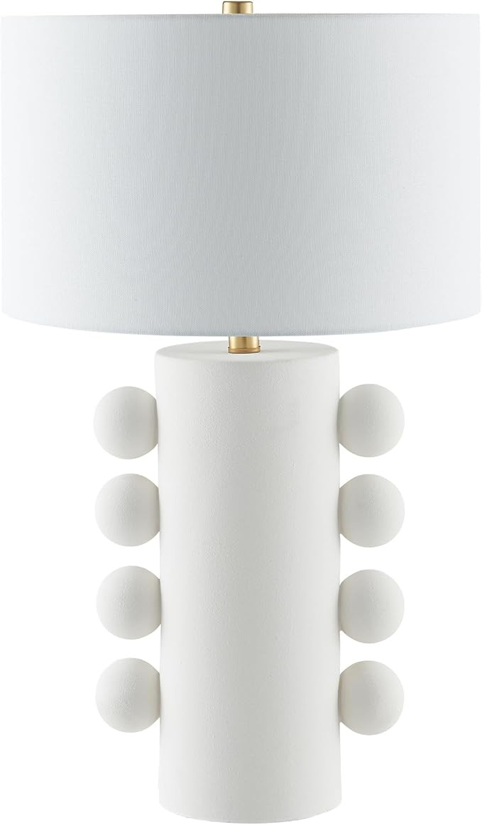 Henn&Hart 27" Modern 1-Light Ceramic Table Lamp with White Fabric Drum Shade and Spherical Side O... | Amazon (US)