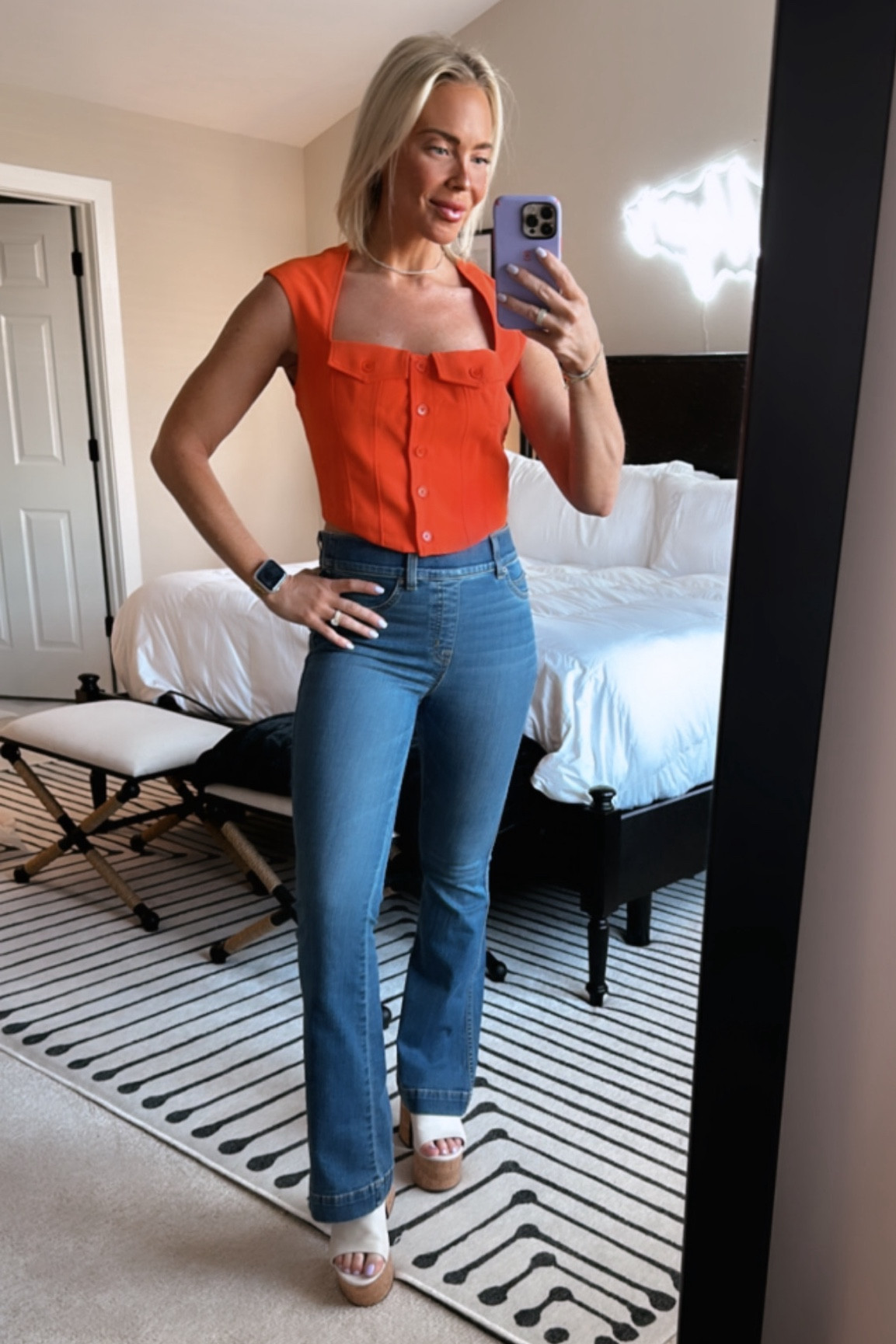 FOUND THE BEST 🤌 TOP JEANS AND ON SALE PLATFORM SANDALS FOR SUMMER DATE NIGHTS!! I’m not yelling I’m just so excited! This ‘fit is seriously so perfect for a summer night out or daytime event. Get all three items for the perfect fit! 
Top runs TTS I am a small | Jeans are hard to get over your hips, but then they snatched I wear a size 26 | shoes, true size, and wear a size 9 
Xoxo, CeCe ☀️☀️

#LTKshoecrush #LTKsalealert #LTKSeasonal