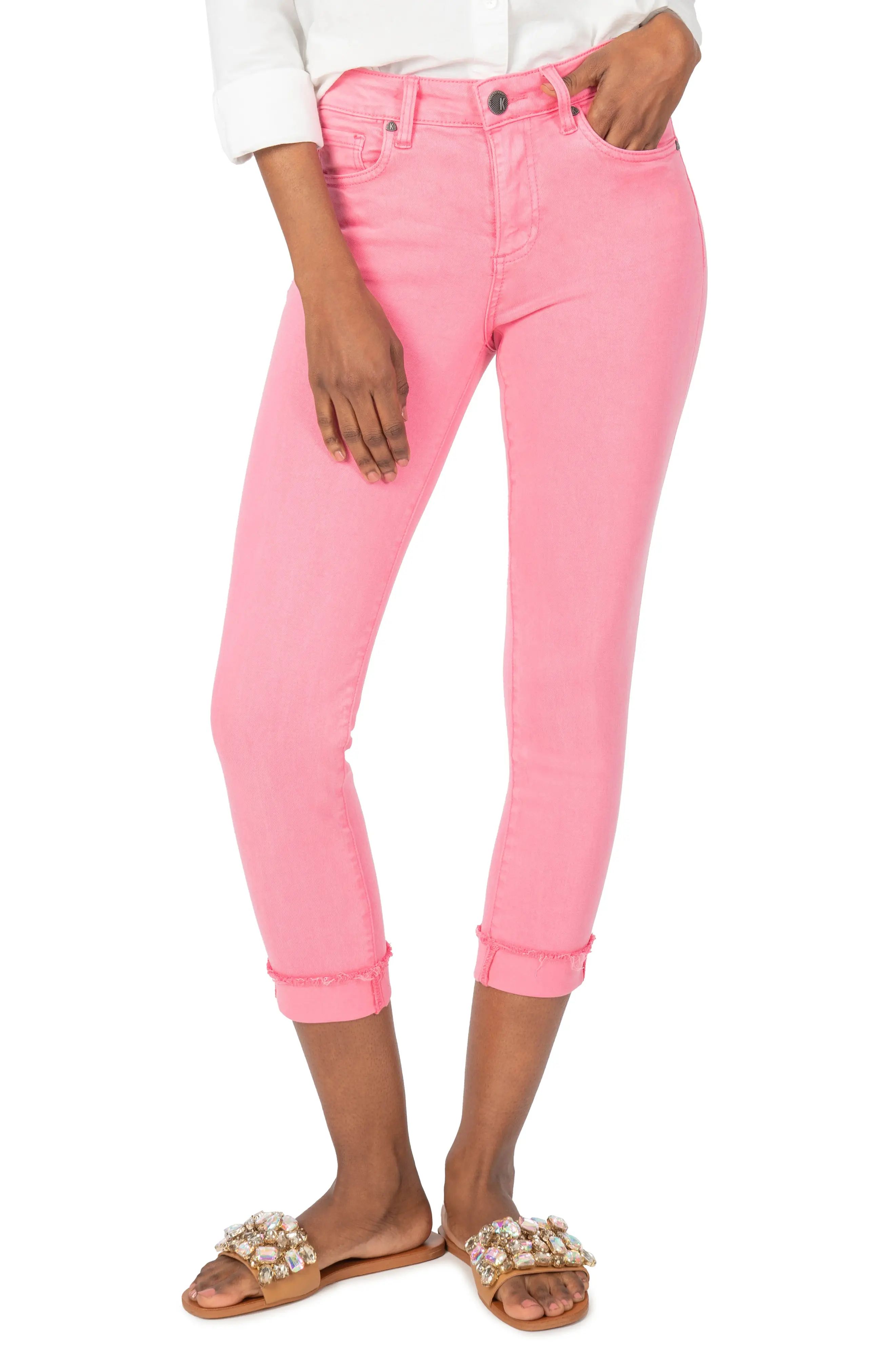 Women's Kut From The Kloth Amy Crop Straight Leg Jeans, Size 14 - Pink | Nordstrom