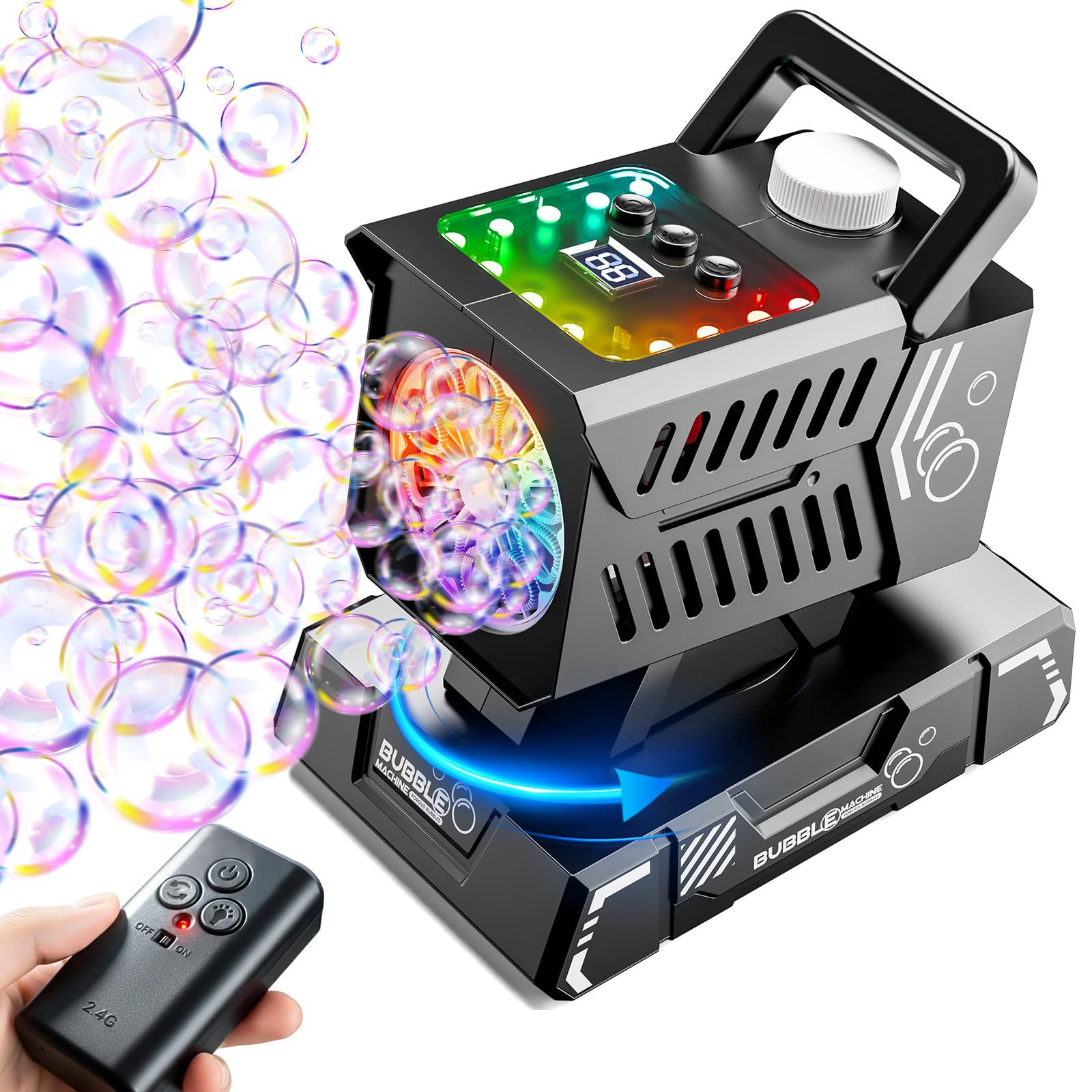 SHCKE Rotating Bubble Machine Remote Control,Automatic Rotation & 11 RGB Lights, 1800mAh Recharge... | Amazon (US)