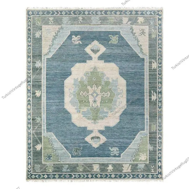 Handmade Oushak Rug, Blue & Green Turkish Area Rug, Vintage Carpet, Living Room Bedroom Decor | Etsy (Global)
