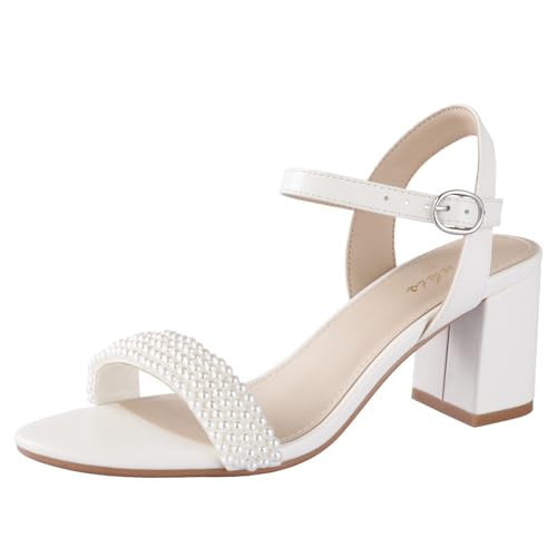 Ankis Nude Black Heels, 2.5'' Block Chunky White Clear Silver Heel Dressy Open Toe Heels For Women Ankle Strap Low Short Thick Strappy Dress Comfortable Sandal Casual Party Wedding Event Summer Shoes | Amazon (US)