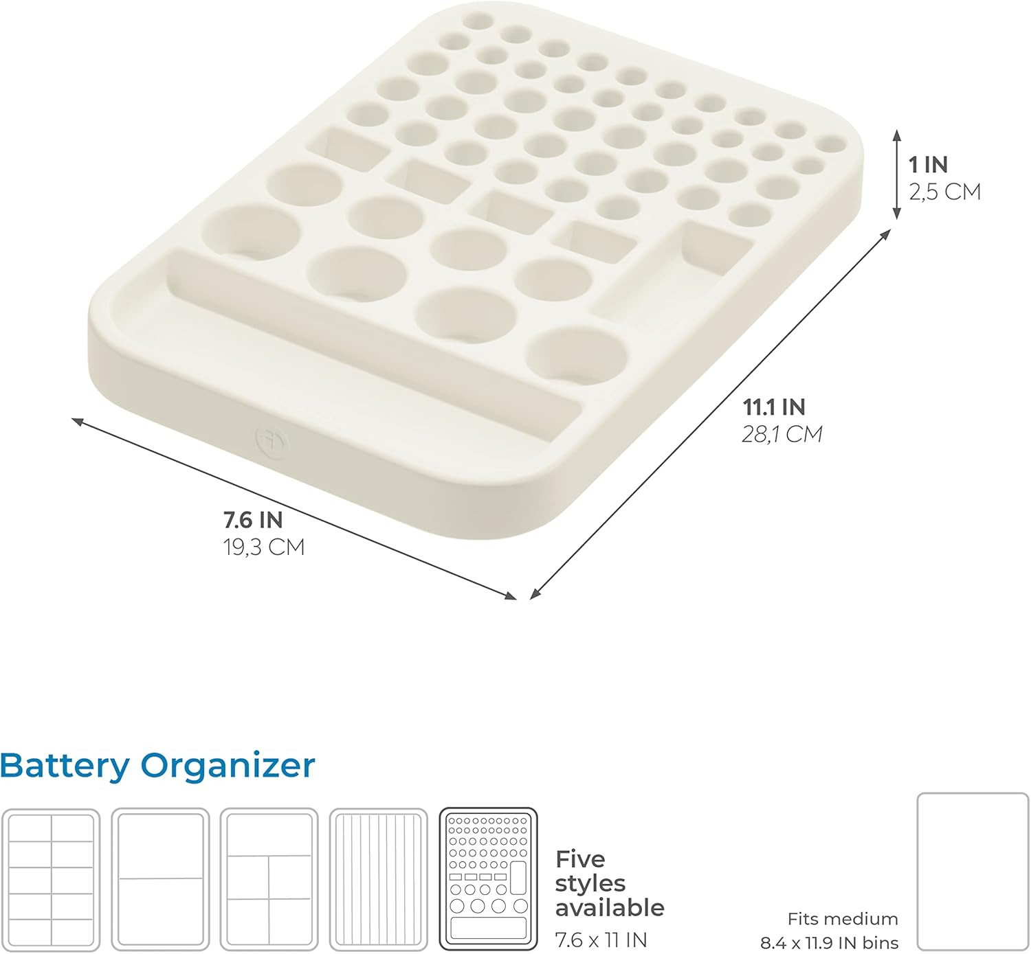 iDesign Recycled Plastic Divided Organizer, Battery Insert | Amazon (US)