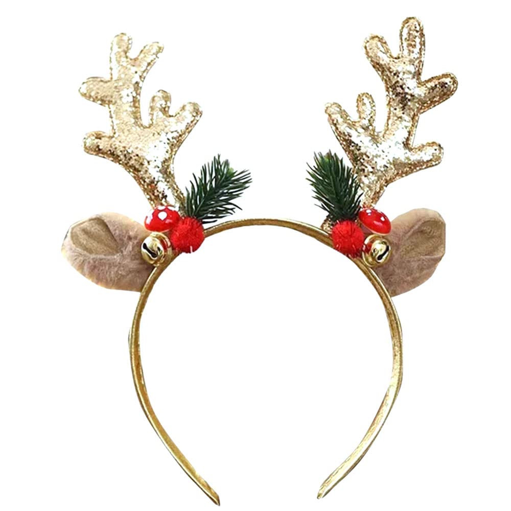 Christmas Headbands Reindeer Antler Hair Bands Golden Christmas Glitter Elk Antlers Headbands Hol... | Amazon (US)