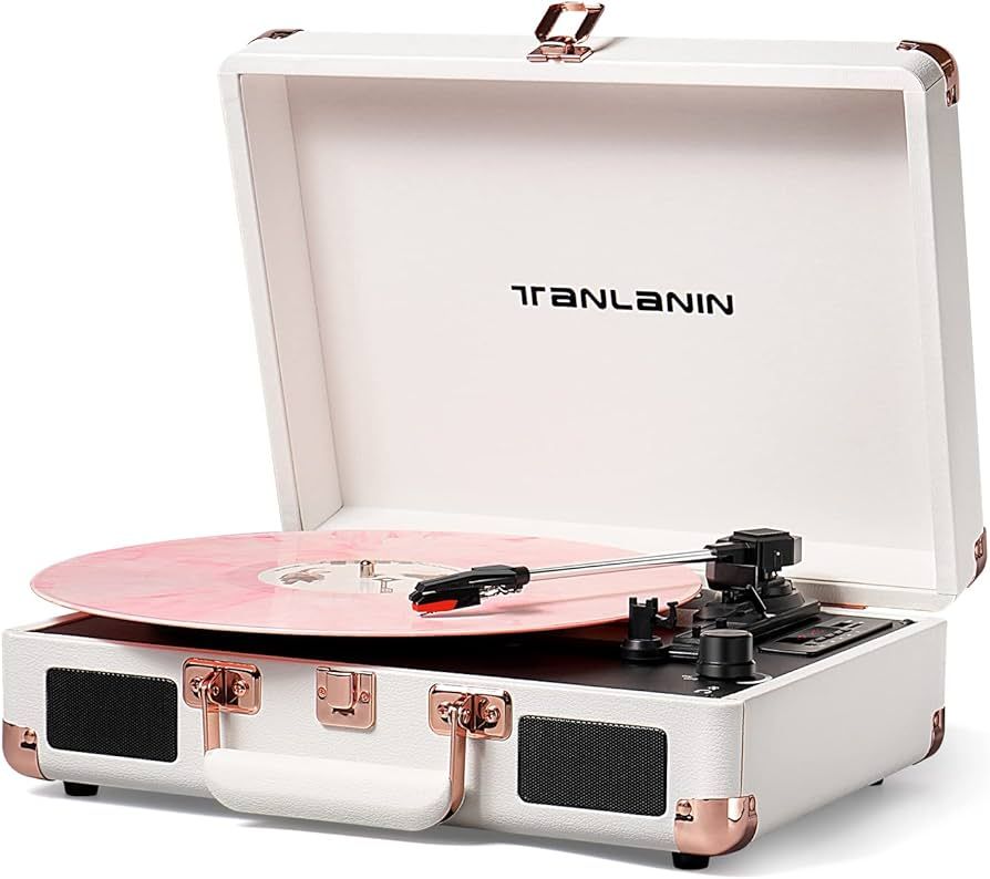 Vinyl Record Player Bluetooth Vintage 3-Speed Portable Suitcase Turntables with Built-in Speakers... | Amazon (US)