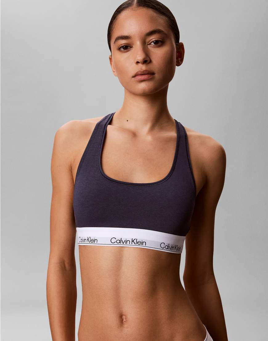 Calvin Klein Icon Cotton Modal unlined bralette in navy | ASOS (Global)