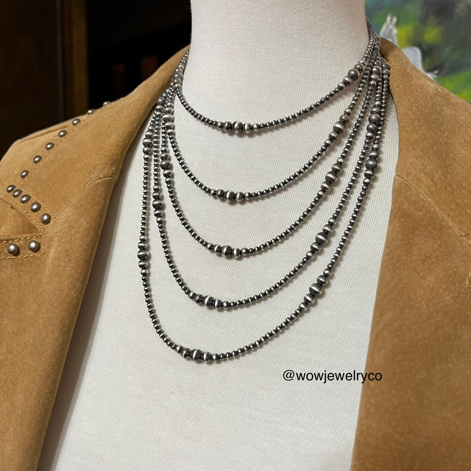 3mm - 6mm graduated Sterling Silver Bead Necklace, Oxidized Silver, Classic Western Jewelry, smal... | Etsy (US)