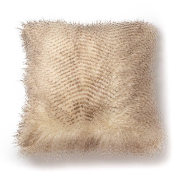 20"x20" Spotted Faux Fur Decorative Throw Pillow Brown/Natural - SureFit | Target