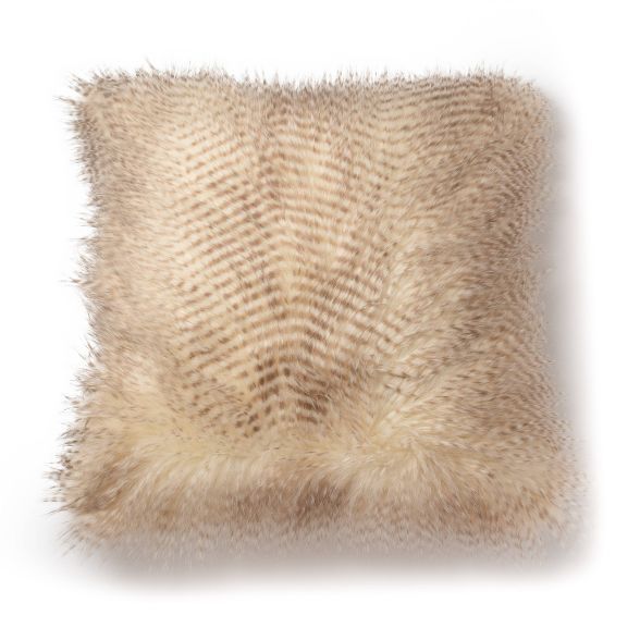 20"x20" Spotted Faux Fur Decorative Throw Pillow Brown/Natural - SureFit | Target