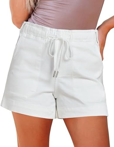 luvamia Jean Shorts for Women High Waisted Pull On Drawstring Elastic Waist Trendy Stretchy Denim... | Amazon (US)